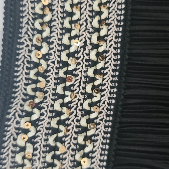 Black crepe maxi skirt with sequins detail elastic waistband medium. COCO BIANCO - Picture 5 of 7